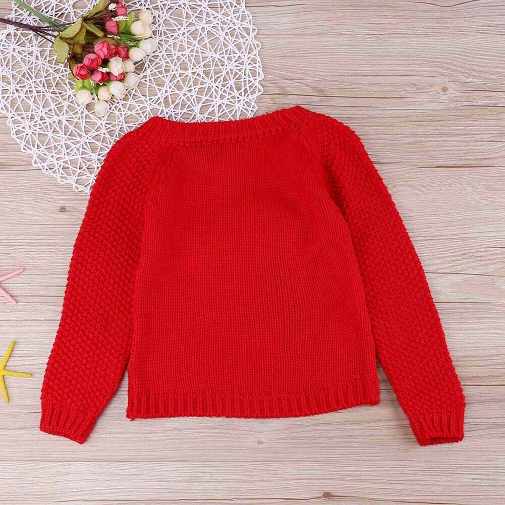 Winter Girls Kids Children Pullover Cartoon Rain Knitted Sweater(Red/(6-7T)
