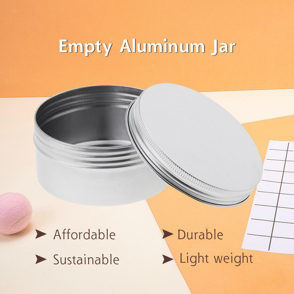 10Pcs Empty Cosmetic Pots Lip  candle Screw lid Jar Aluminium Tins 25ml