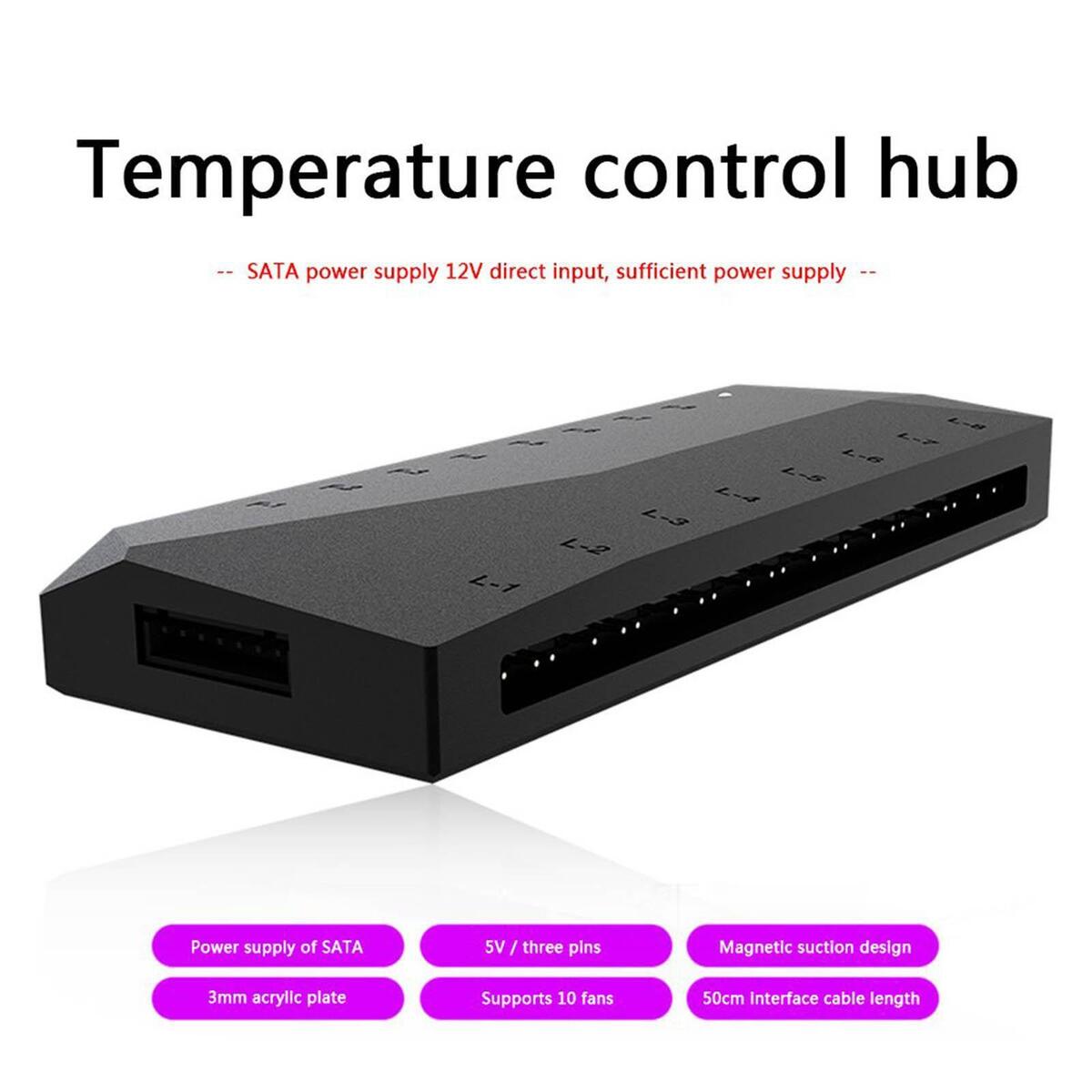 ARGB Hub PWM Fan Controller 5V 3Pin SATA Power Supply Connectors, for Chassis