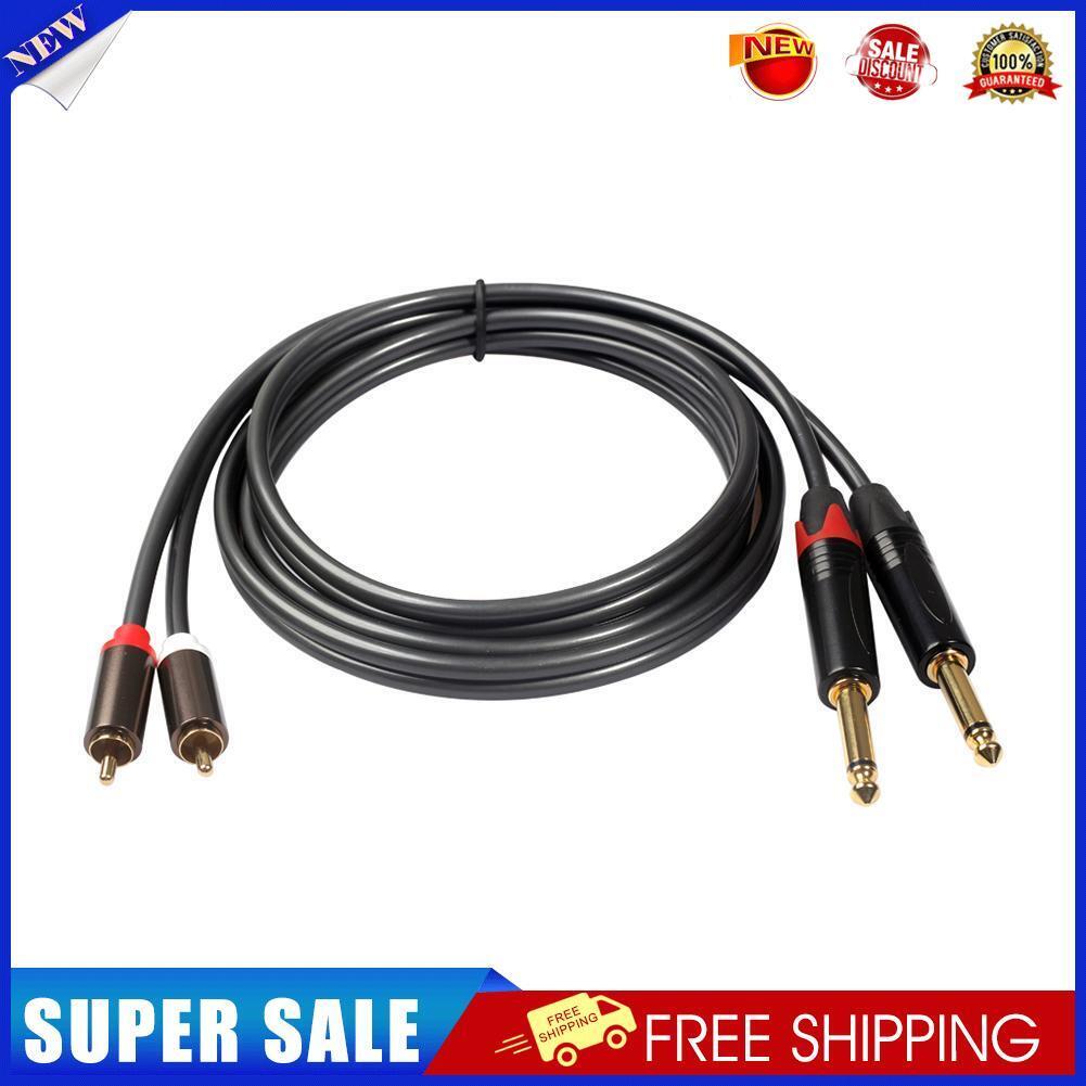 4.9ft Dual 6.35mm 1/4 TS Mono Male to Dual RCA Male Adapter Audio Cable