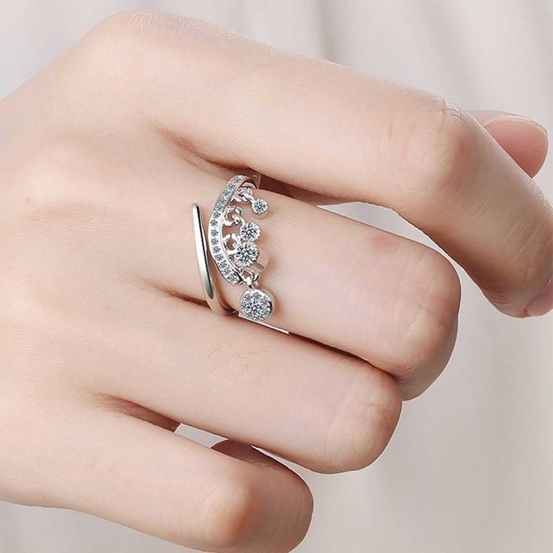 Dangle Ring Tiny Open Rings Statement Finger Rings Dainty Zirconia Jewelry