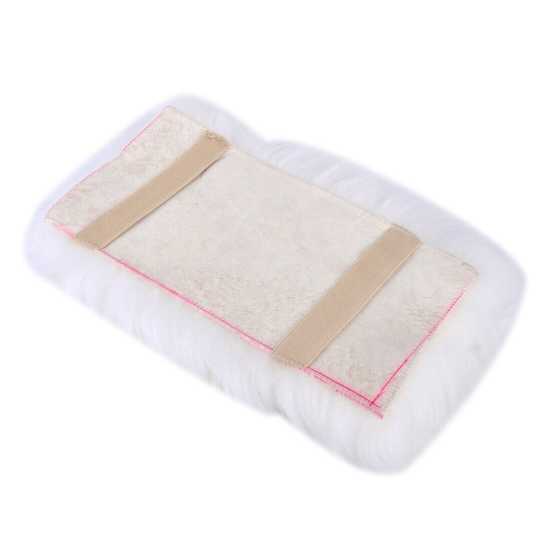White Car Sheepskin Wool Center Console Armrest Cover Wool Mat Pad Cushion Li