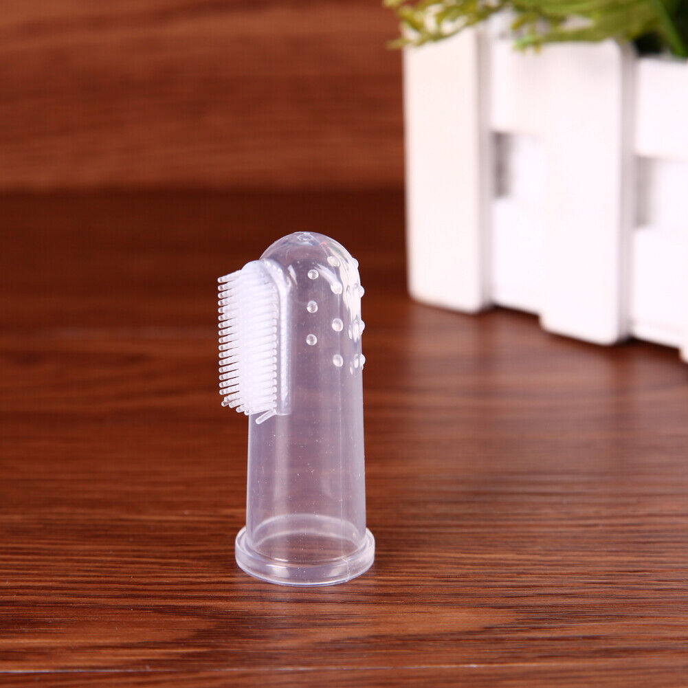 Pet Finger Toothbrush Silicone Dog Tooth Cleaner Cat Teeth Cleaning(Pink)