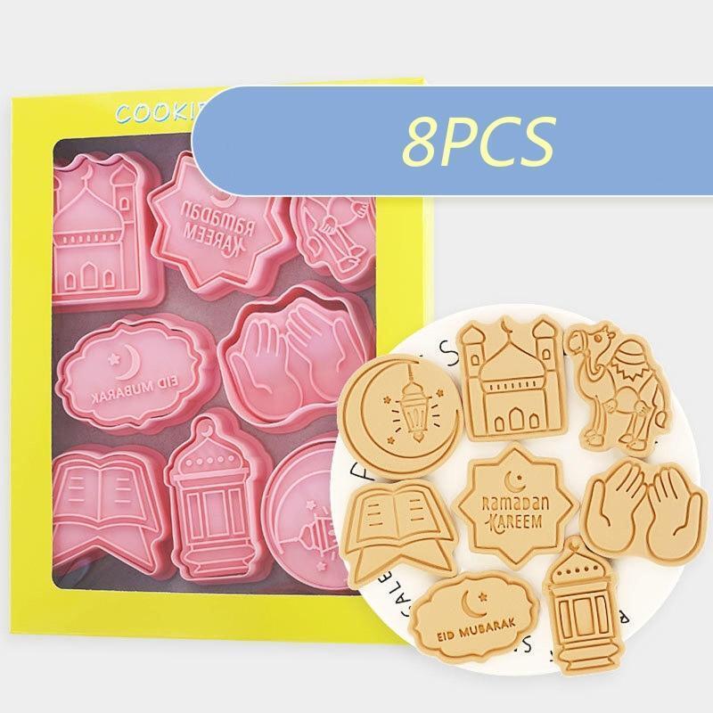 8 PCS Cookie Stamp Cookie Cutter Molds Set Plastic Material Cute DIY Cookie Mold
