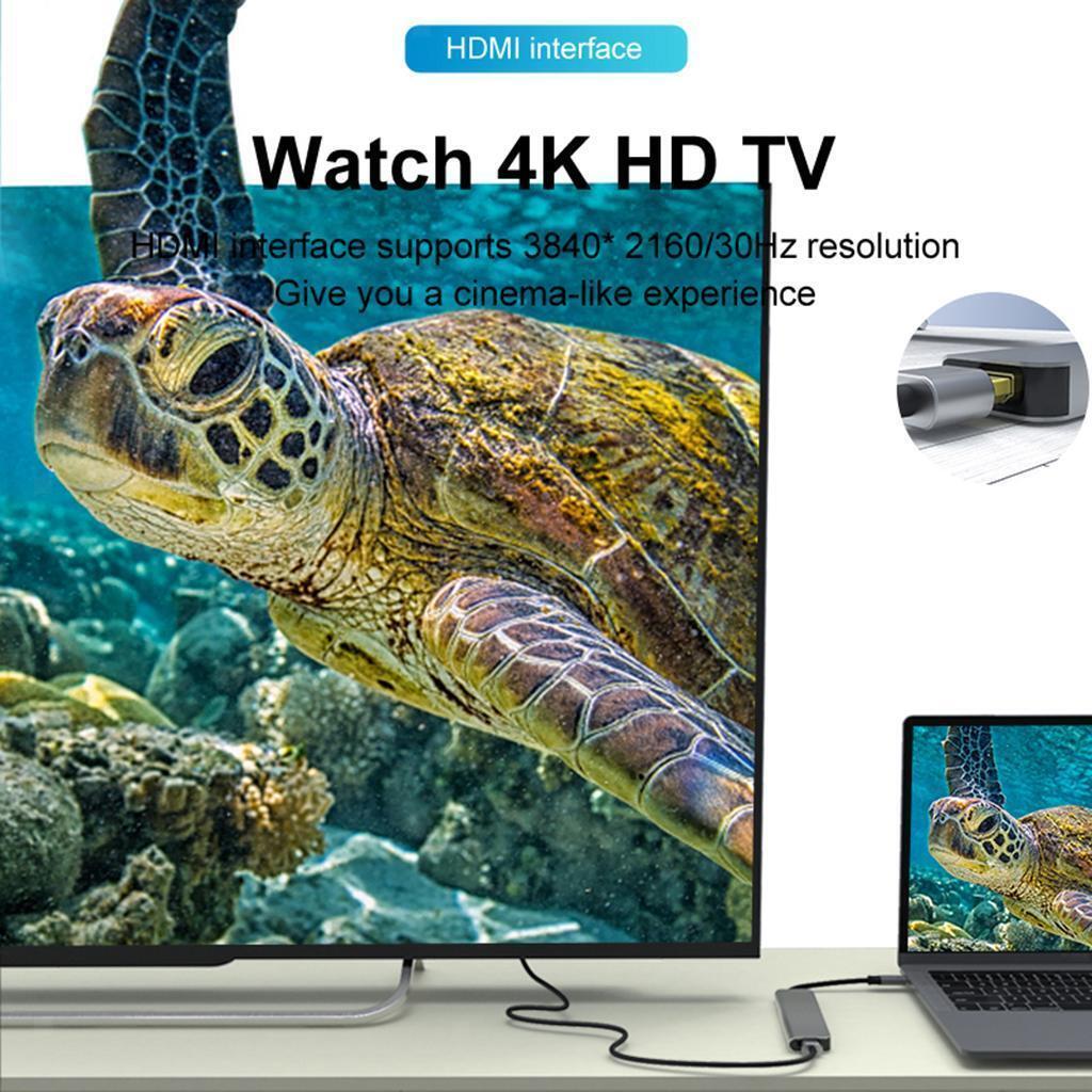 Blesiya USB-C Hub Adapter 5-Dalam-1 4K Hdmi 3 Usb 3.0 Port 87W Pd Pengecasan