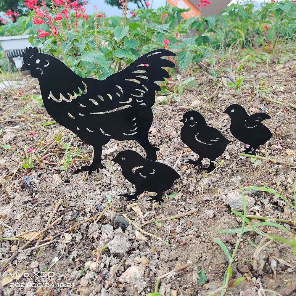Stakes Chick Decoration Lovely Chick Silhouette Pile Plug-in Posts Standing