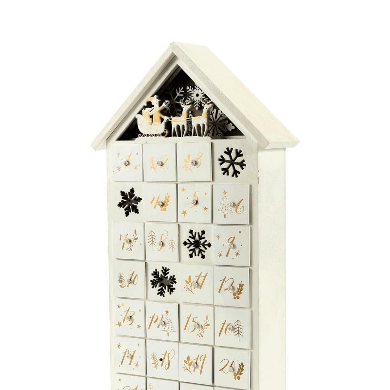 24 Day Advent Calendar Wooden Countdown to Christmas Calendar Deco w/ 24 Drawers