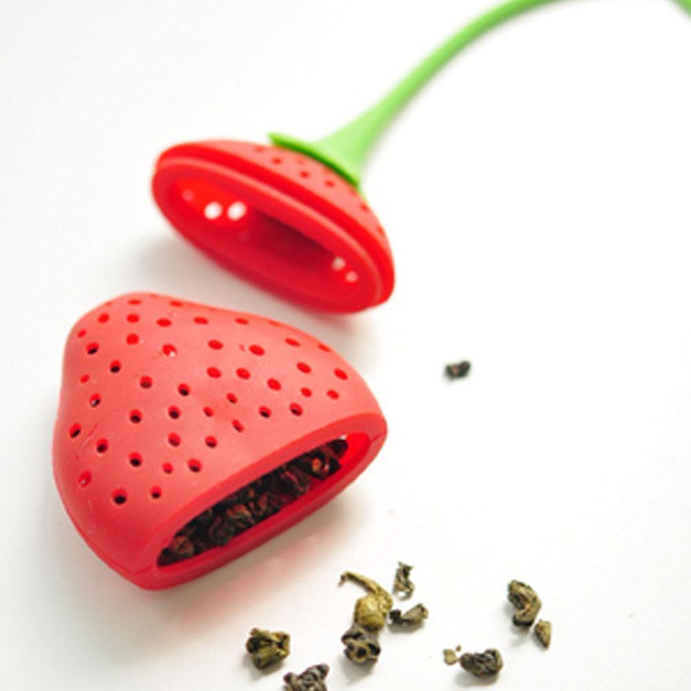 Cute Silicone Tea Strainer Strawberry Shape Tea Leaf Coffee Filter Infuser
