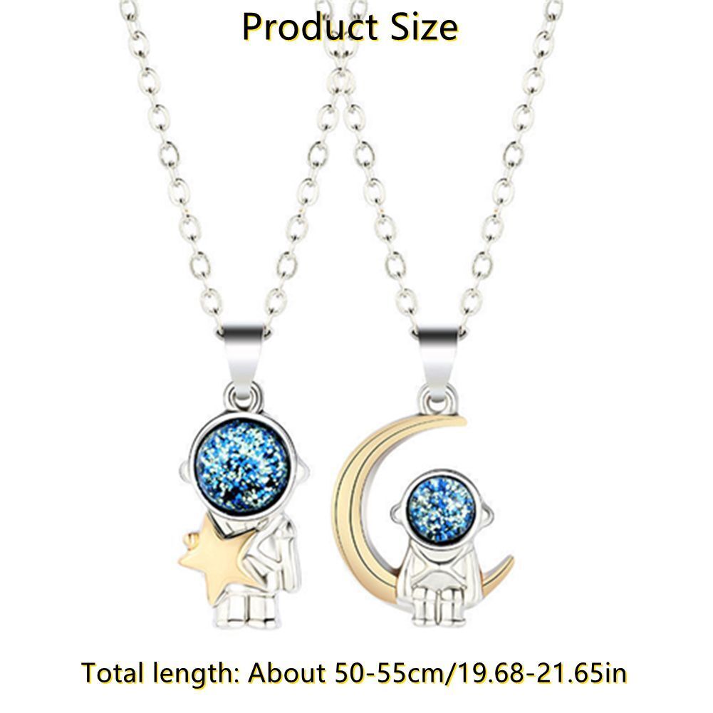 and Moon Astronaut Couple Clavicle Necklace Astronaut Pendant Couple Necklace
