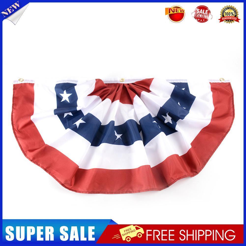 USA Pleated Fan Flag American Bunting Patriotic Half Banner Home Decoration