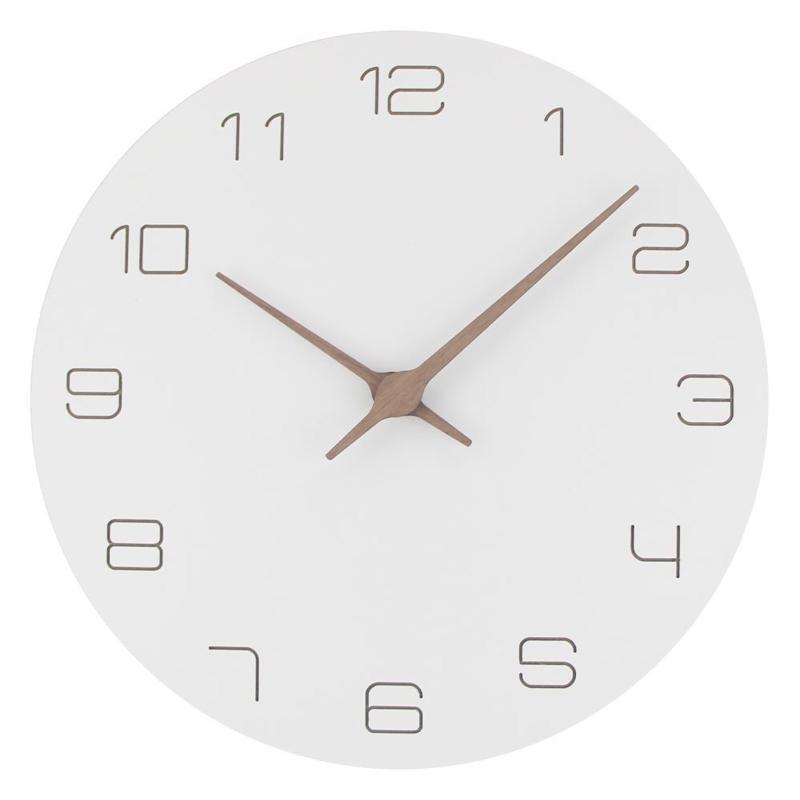 11 Inches Round Wooden Wall Clock Battery Operated Silent Non-Ticking for Office