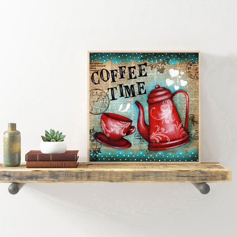 30x30cm Diamond Painting Kits Full Round Coffee Time DIY Picture Home Decor