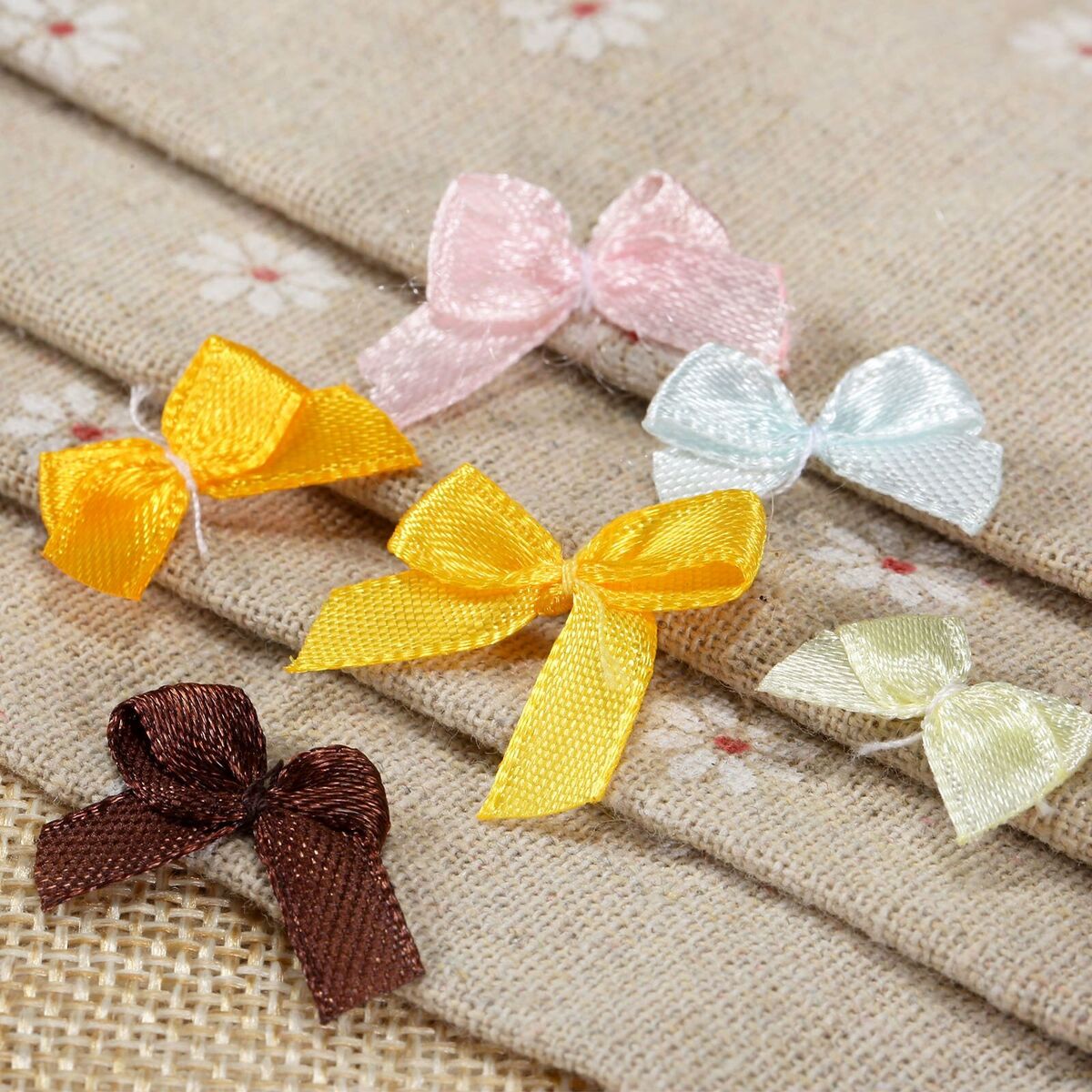 100Pcs Satin Ribbon Bows Mini Flowers 20*10mm Scrapbooking Wedding Decoration