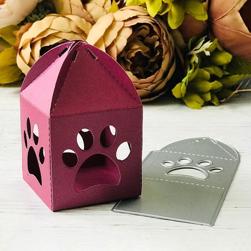 Dog Paw Print Box Metal Cutting Dies Stencil Scrapbooking DIY Album Stamp Paper