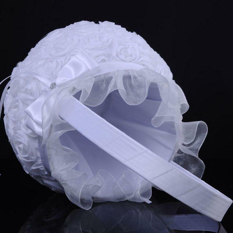 White European Bride Embroidery Basket Rose Decoration Lace Wedding Flower Girl