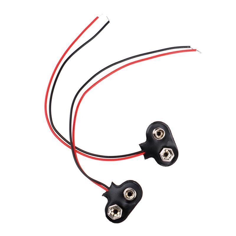 10 Pack T Type 9 V Battery Clip Connector Long Cable Connection Soft Shell