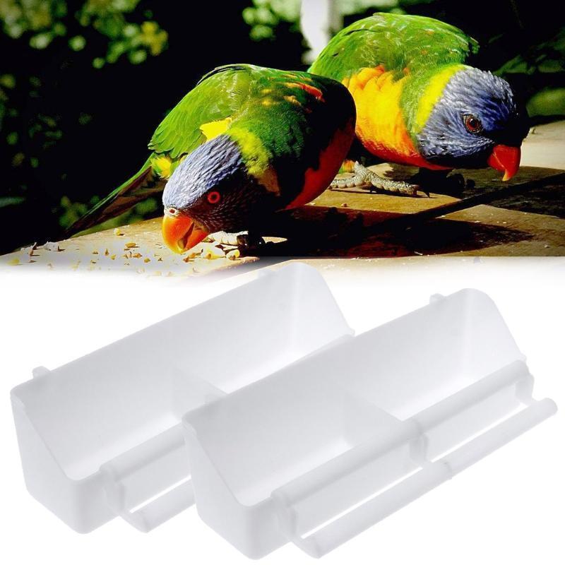 2 Pieces Bird Feeders for Cage Hanging Plastic Food Container with Perch