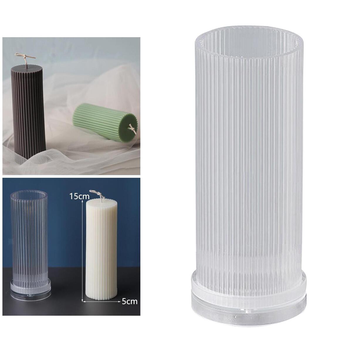 2x Long  Candle Molds Acrylic Large Cylinder Rib Candle Making