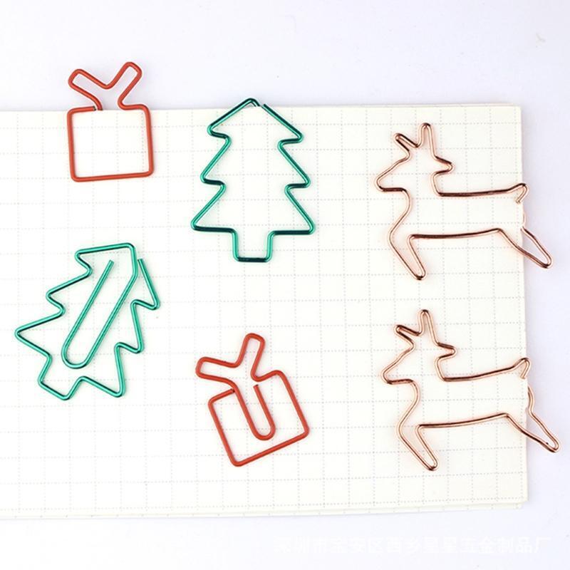 5 Pcs Unique Cartoon Paper Clip Christmas Tree Style Bookmark Clip Office Supply