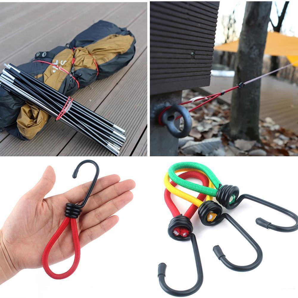 3pcs/set Outdoor Camping Tent Elastic Rope Buckle Hook Fixed Bundle Straps