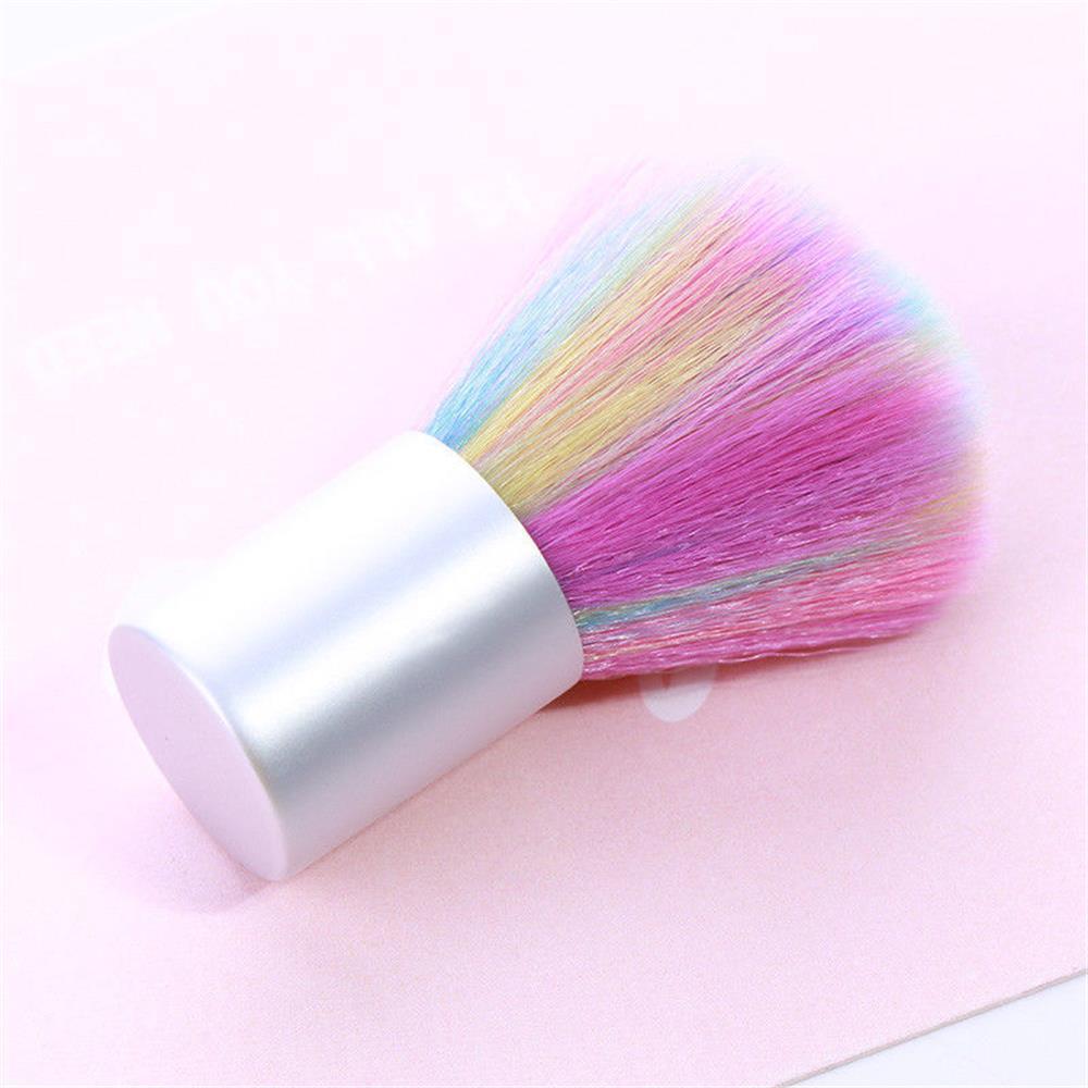 Rainbow Color Manicure Cleaner Nail Art Dust Brush Fiber Hair Powder Remover