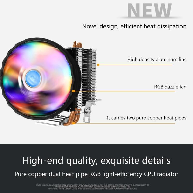 CPU Radiator Mute Double Heat Pipe intel/amd Multi-platform Computer Chassis Fan