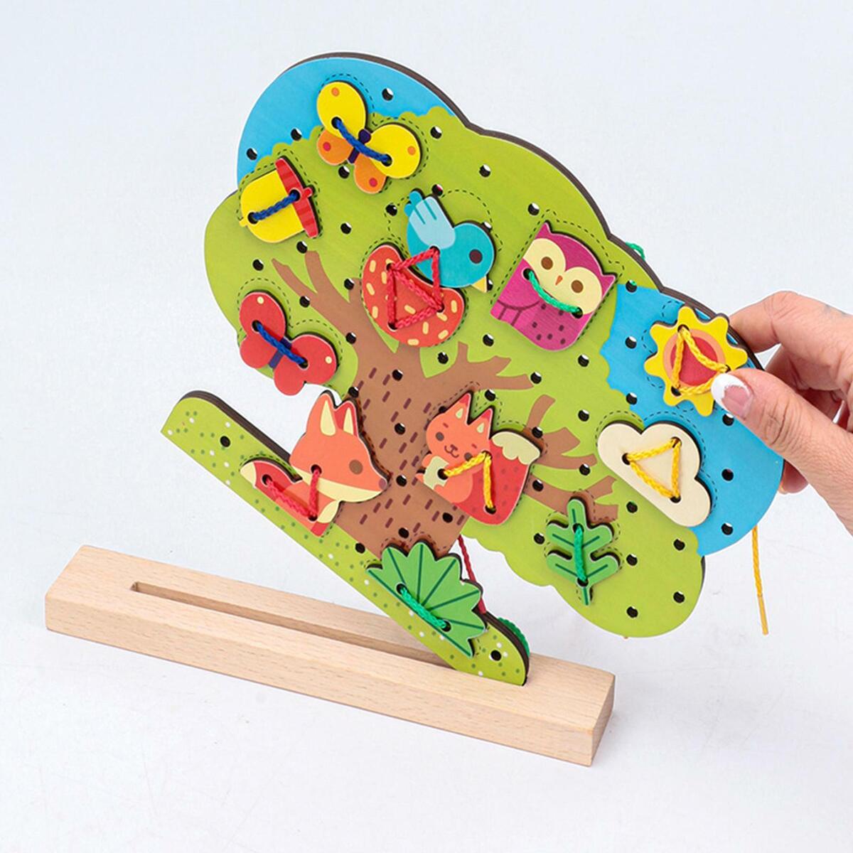 Wooden Threading puzzle playing Game Early Educational  Gifts