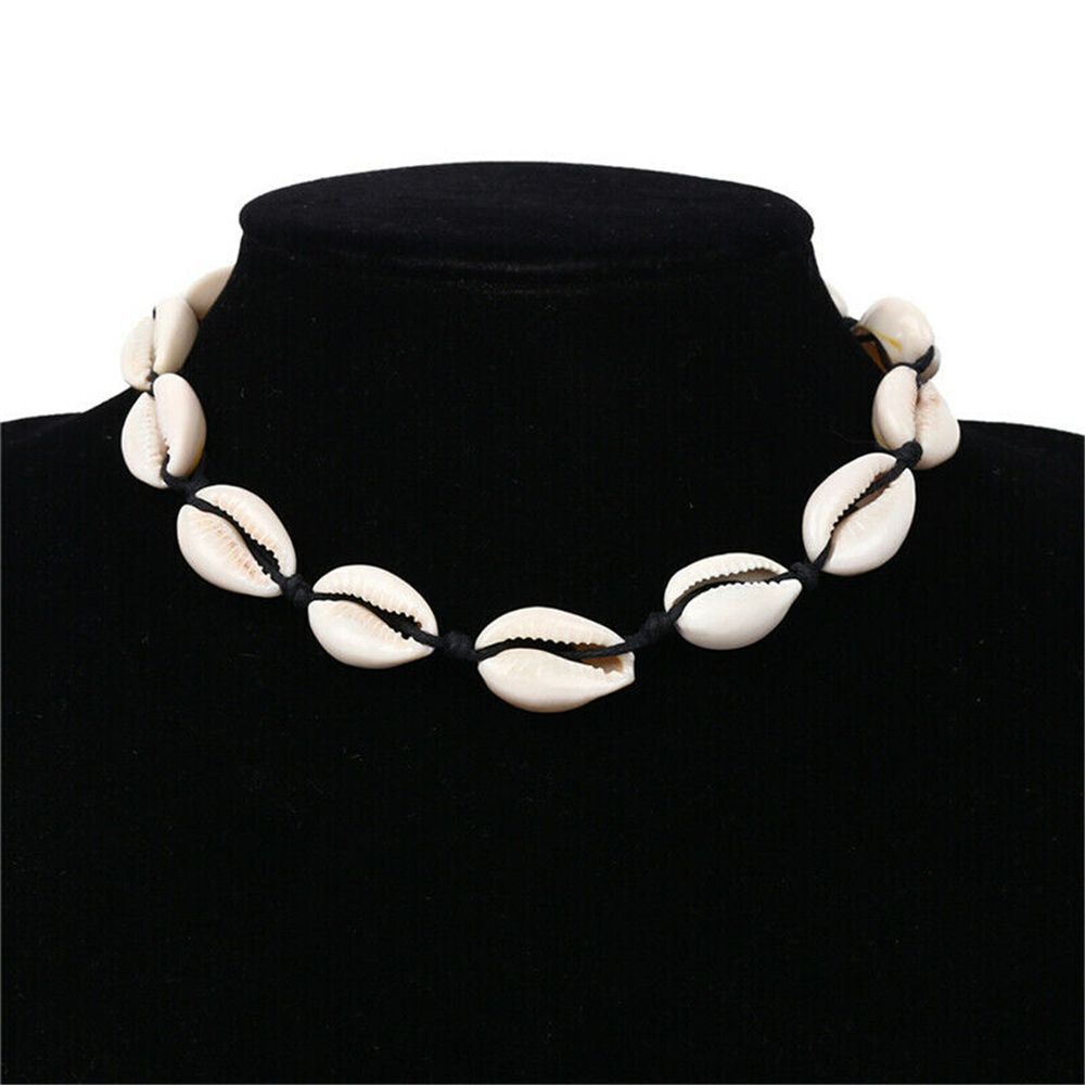 Beach Bohemia Women Choker Boho Natural Cowrie Shell Necklace Braided Handmade