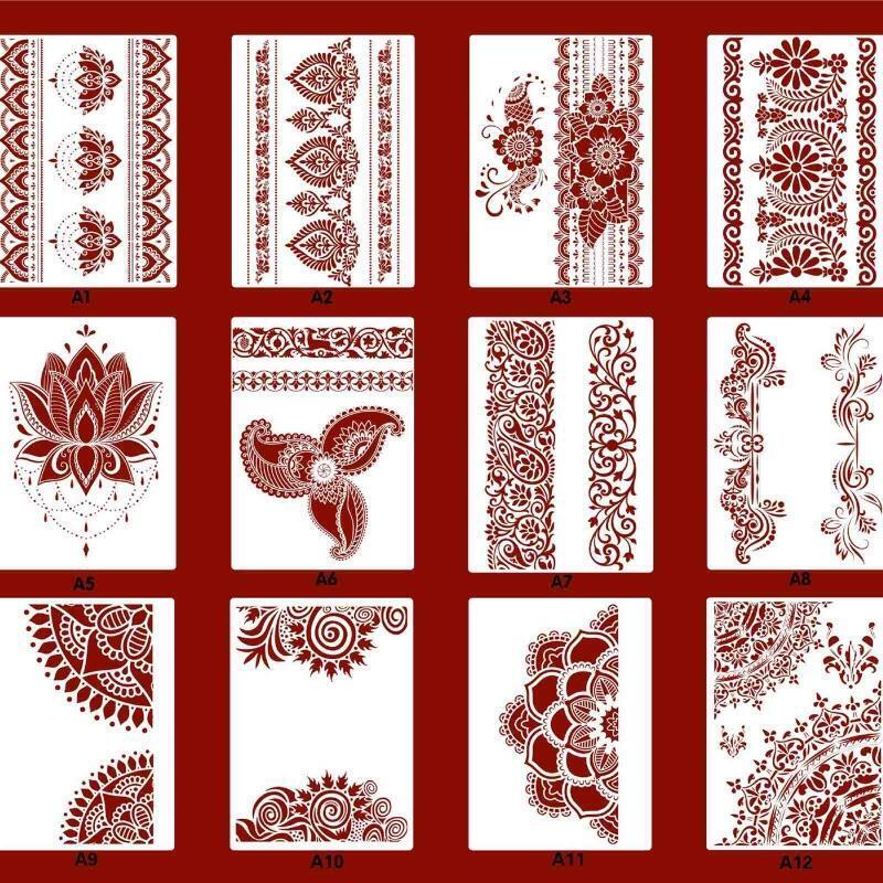 12Pieces Painting Templates Floral Stencils Kids Drawing Stencils for DIY Crafts