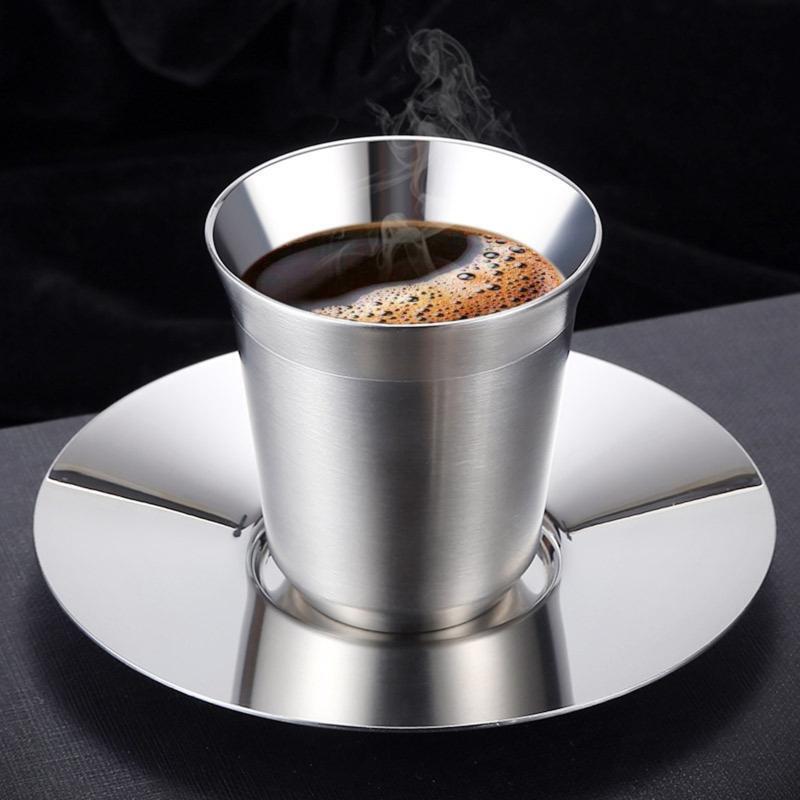 Double Wall Stainless Steel Coffee Cup 86ml Mini Wine Mug Espresso Cups