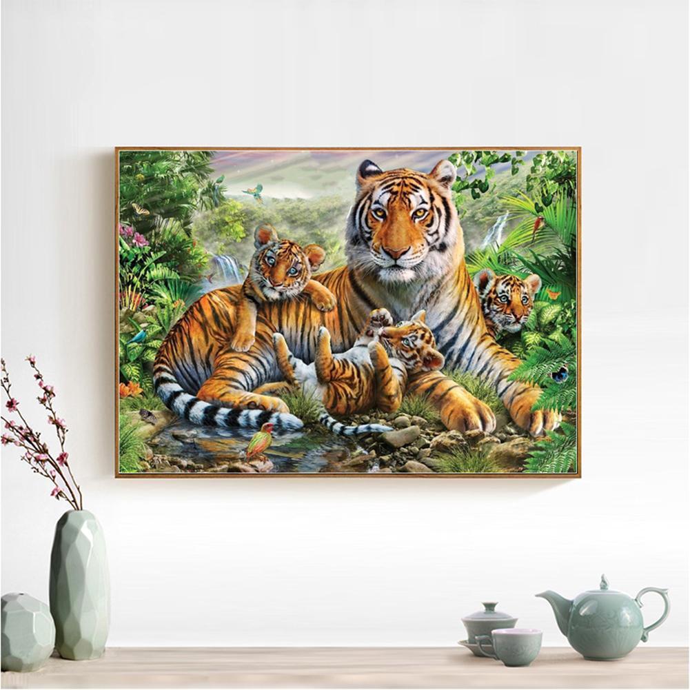 Diamond Embroidery DIY Diamond Painting Tiger Family Forest Cross Stitch