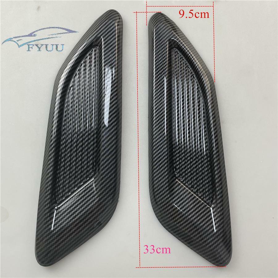 2xCarbon Fiber Color Car Air Flow Intake Hood Scoop Vent Bonnet Decorative Cover