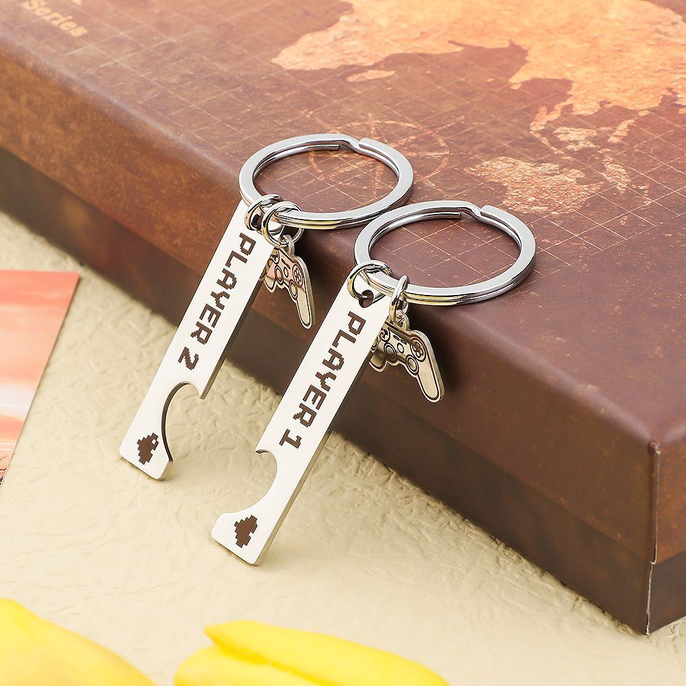 1 Player 2 Couples Anniversary Gifts Gamer Gifts Key Ring Key Chains Key Buckle