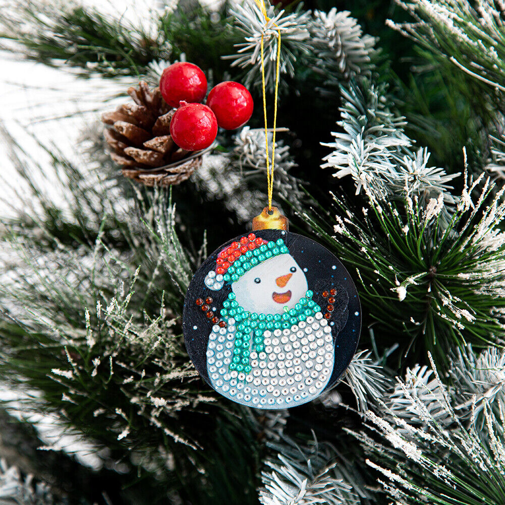 7pcs/Set DIY Acrylic Diamond Christmas Snowman Pendant Kit Rhinestone Decor