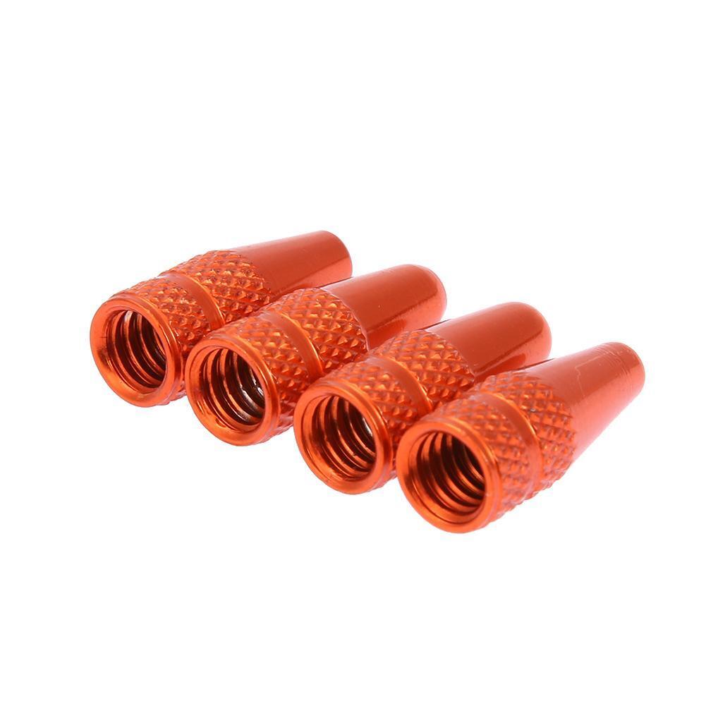 4pcs Presta Valve Stem Caps+ 4pcs Valve Cores+ Wrench Tool Kit (Red)