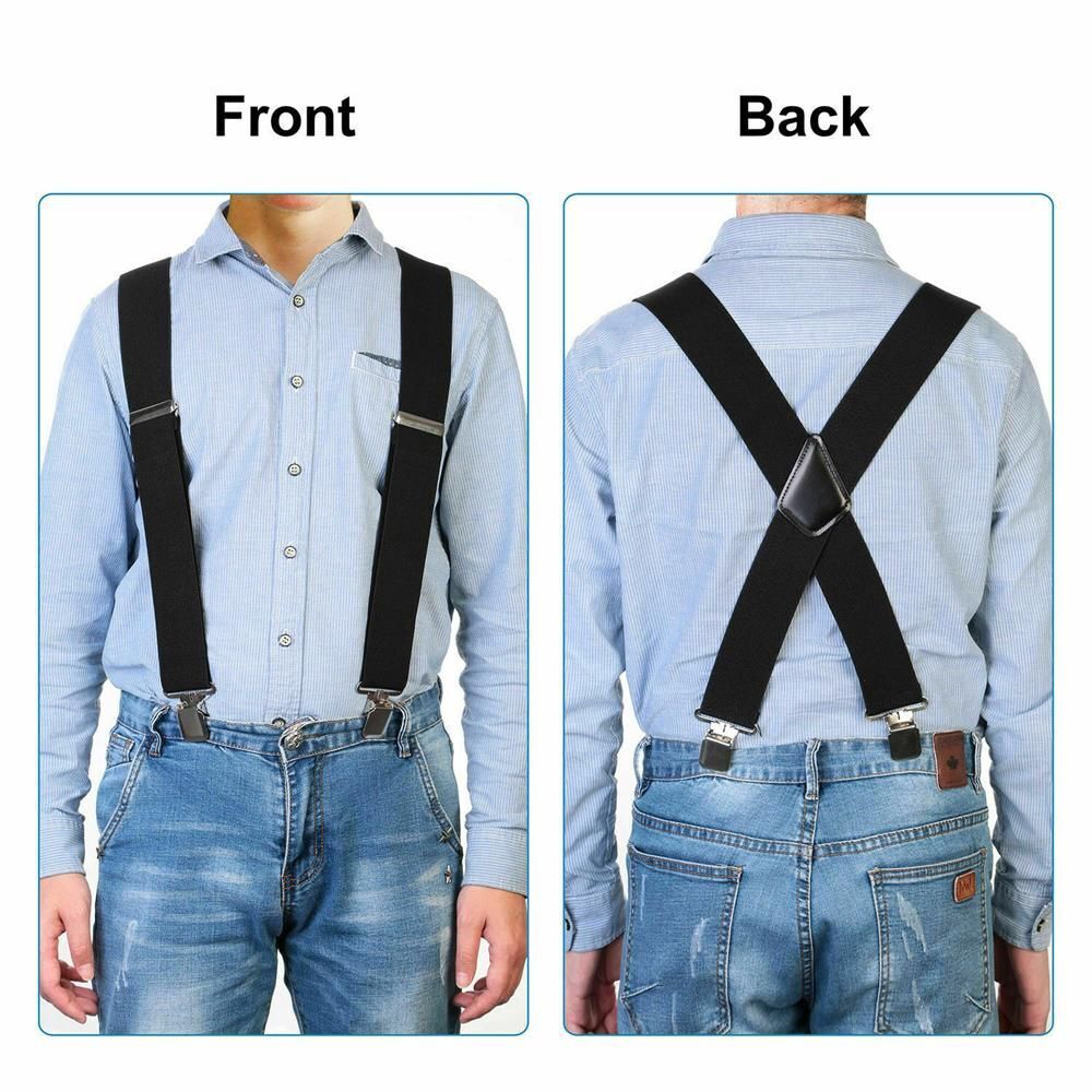 50mm Adjustable Strap Clip Elastic Braces Solid Color Mens Braces Suspenders