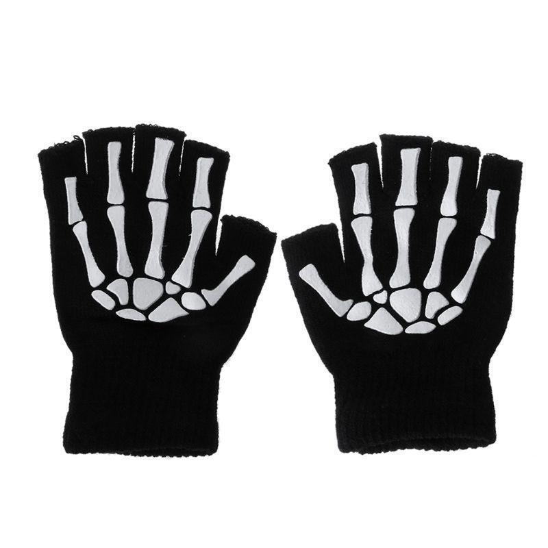 Cycling Gloves Kids Outdoor Sports Bicycle Half Finger Skeleton Soft Protective
