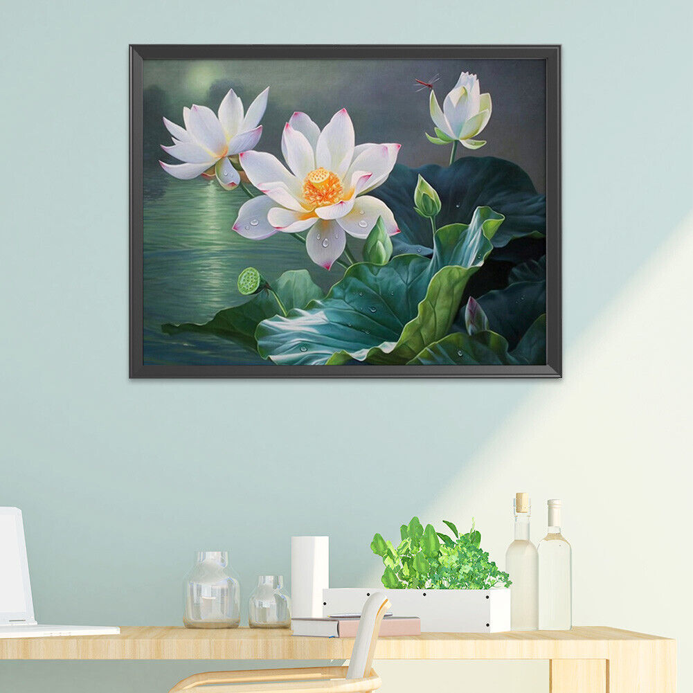 50x40cm DIY Cross Stitch Kit Lotus Flower Stamped 11CT Needlework (JL187 A)