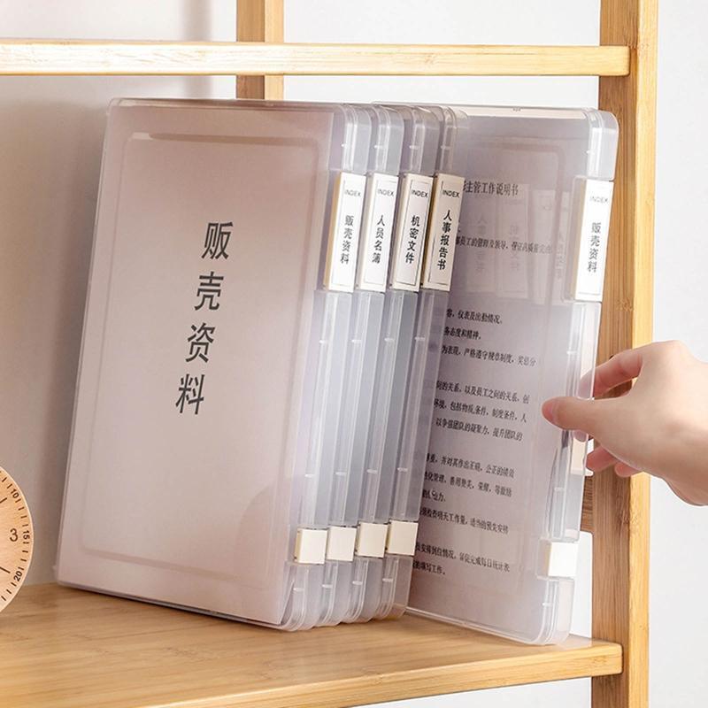 Portable A4 Files Box Clear Storage Case for Student Teacher Travel Daily Use