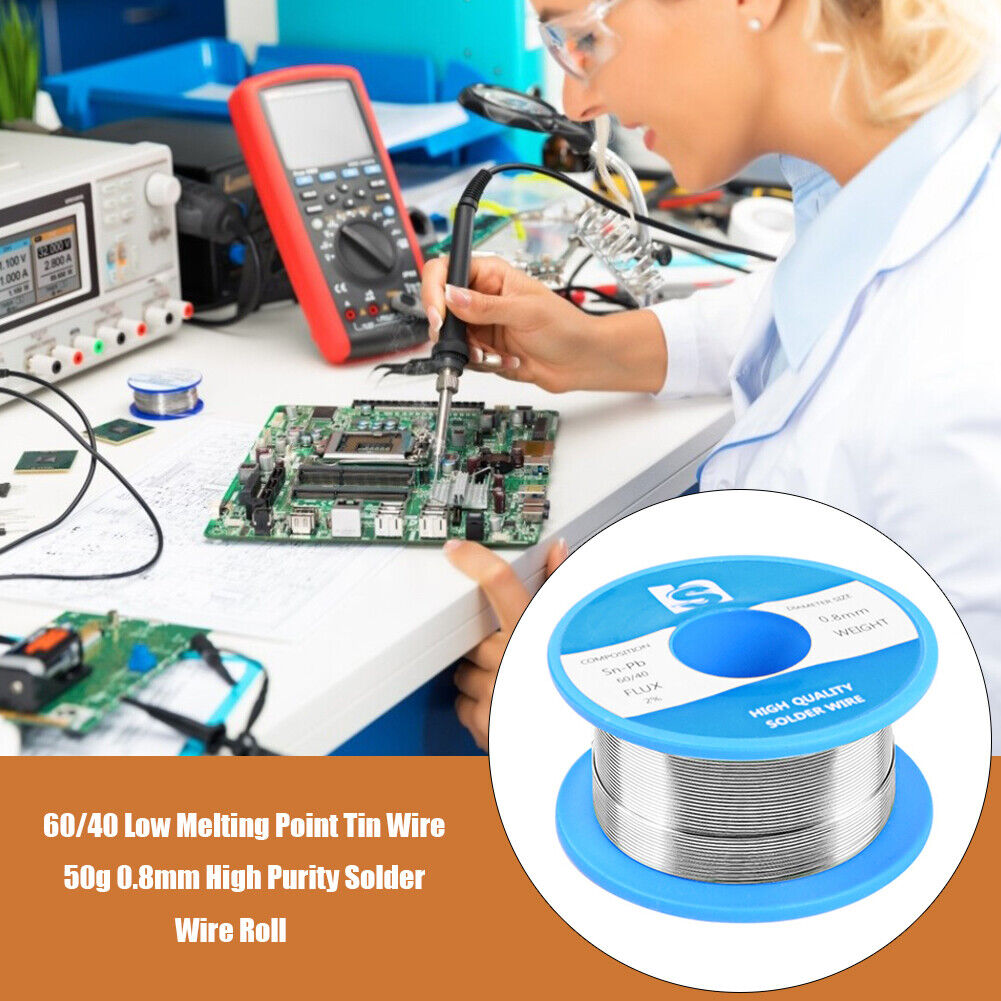 60/40 Low Melting Point Tin Wire 50g 0.8mm High Purity Solder Wire Roll