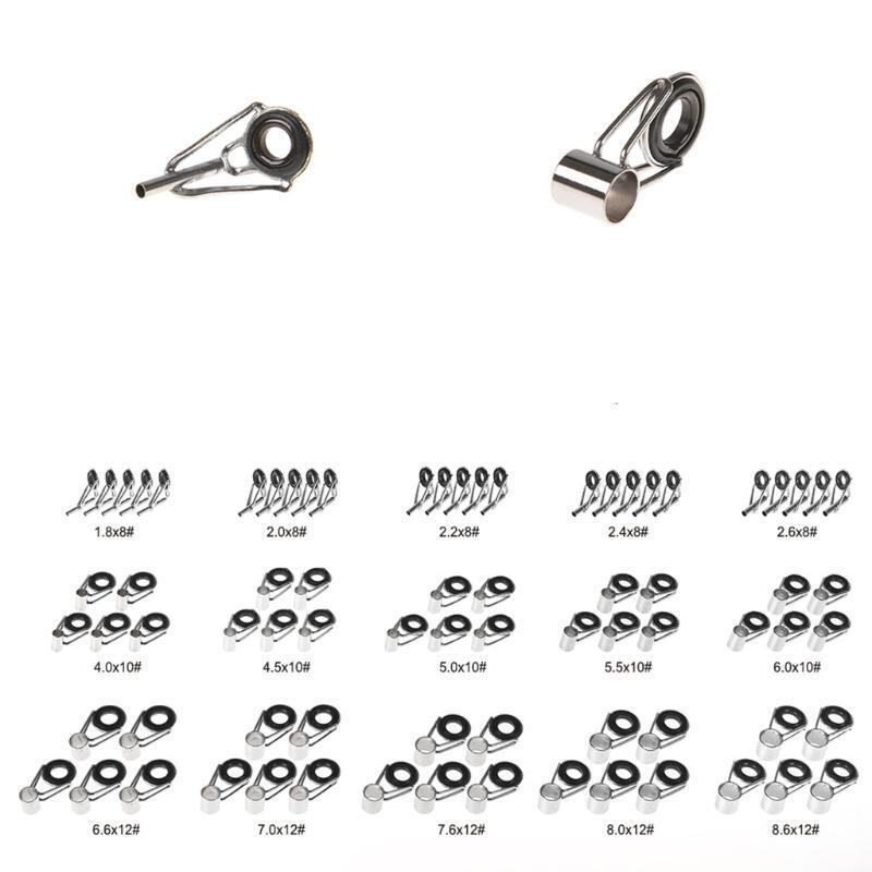 75 Pcs Spinning Bait Casting Fishing Rod Guides Integrated Stainless Steel Kit