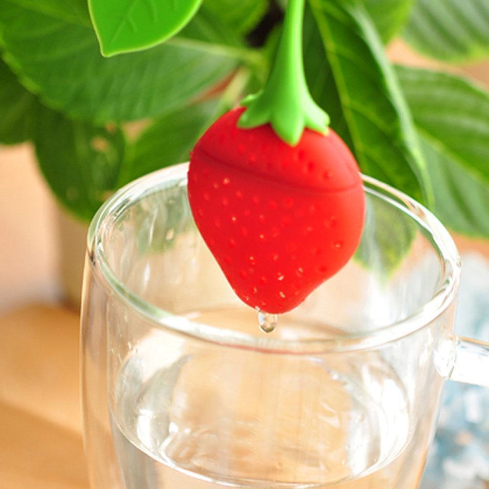 Cute Silicone Tea Strainer Strawberry Shape Tea Leaf Coffee Filter Infuser