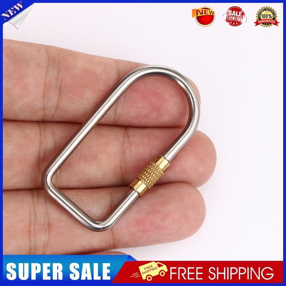 D Shape Titanium Alloy Screw Lock Carabiner Clip Hook Keychain Camping