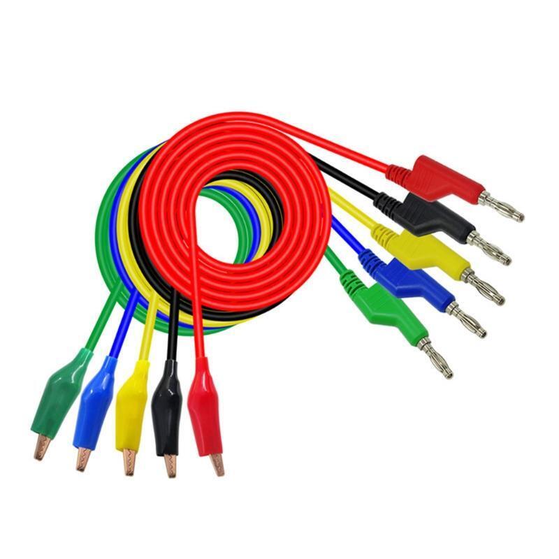 5 Pcs Labs Test Leads 1M Stackable Double End Alligator Clip Banana Plug 4mm
