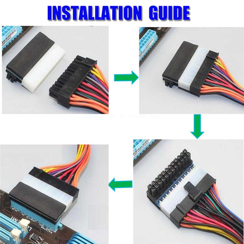 1Pcs ATX 24P Female to 24p Male 90 ° Angle Converter for Desktop PC