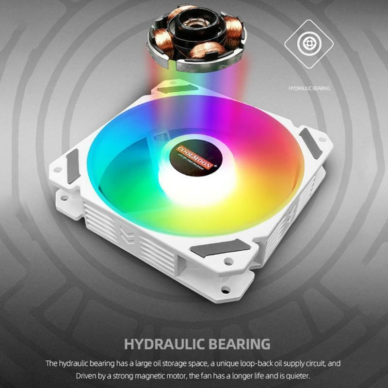 Coolmoon 120mm PWM ARGB PC Case Fan Quiet 4 Pin RGB Cooling Fan for CPU Computer