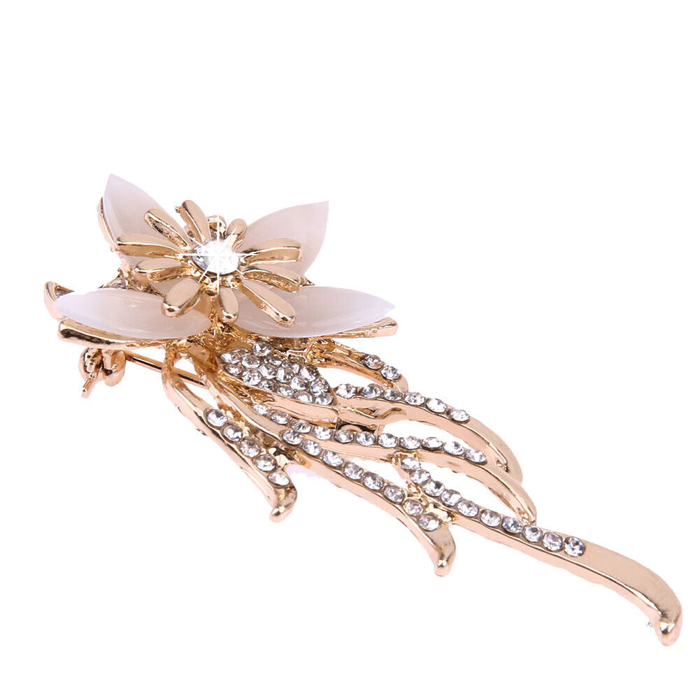 Chic Flower Crystal Enamel Brooch Clothing Pin Suits Dress Banquet Gift