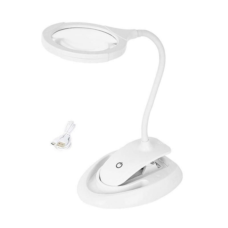5X 10X Rechargeable Magnifying Glass with Stand & Clamp ,Brightness Adjustable
