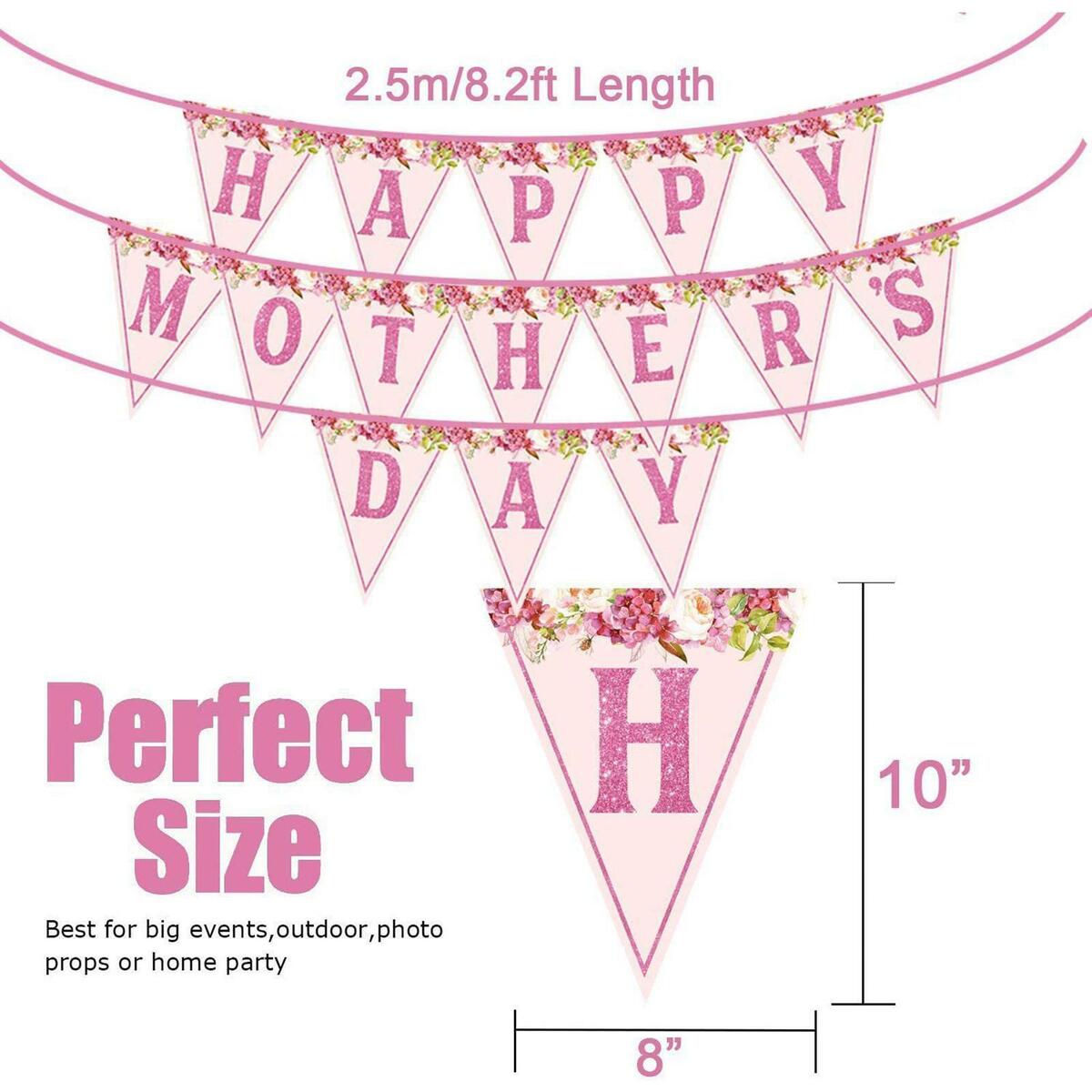Banners Flags Paper Hanging Triangle Flag for Mother' Garden Decoration