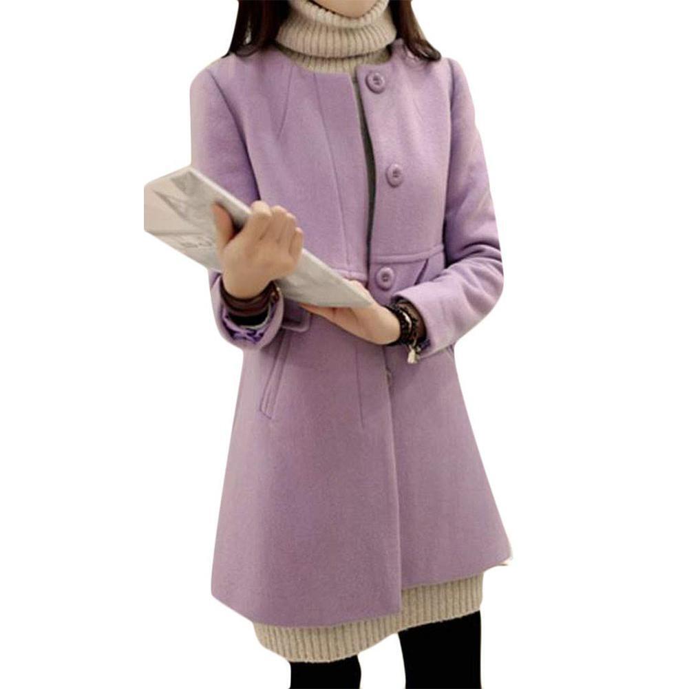 Plus Size Solid Color Overcoat A-shaped Coat Women Outwear (Purple 5XL)